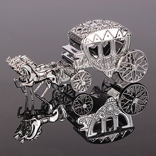 13.5x3.5x5cm Romantic Royal Carriage Cinderella Carriage Wedding Party Favors Gifts Package Box Candy Box Plastic Box for Baby Shower Birthday Party Decoration (Silver)