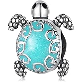 WOSTU 925 Sterling Silver Owl Turtle Seashell Firefly Cat Animal Beach Charms fit Charm Bracelet Birthday Jewelry Gift for Women