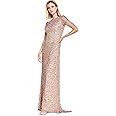 Adrianna Papell Women's Short-Sleeve All Over Sequin Gown