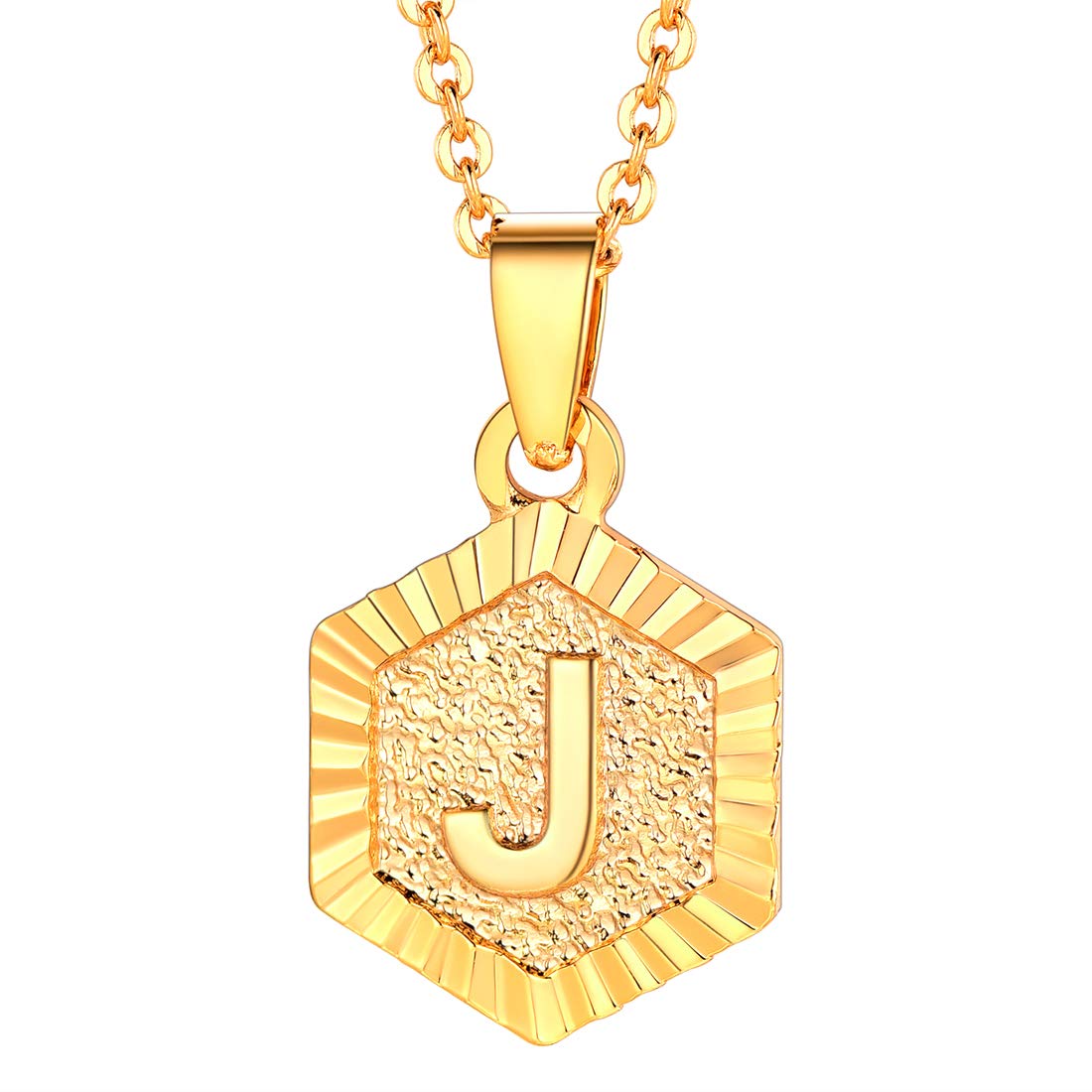 U7 Necklace Men Letter J Pendant Friendship Womens Necklaces