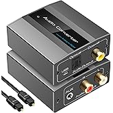 Analog to Digital Audio Converter RCA R/L to Optical with Optical Cable 3.5mmAUX Jack to Digital Toslink and Coaxial Audio Ad