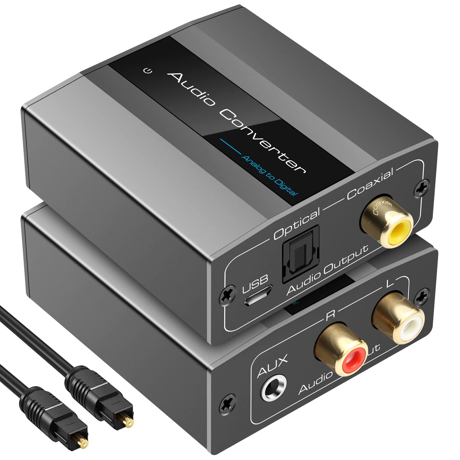 VEDINDUST Analog to Digital Audio Converter RCA to Optical with Cable RCA L R or 3.5mm Jack to Toslink and Coaxial Adapter for Soundbar