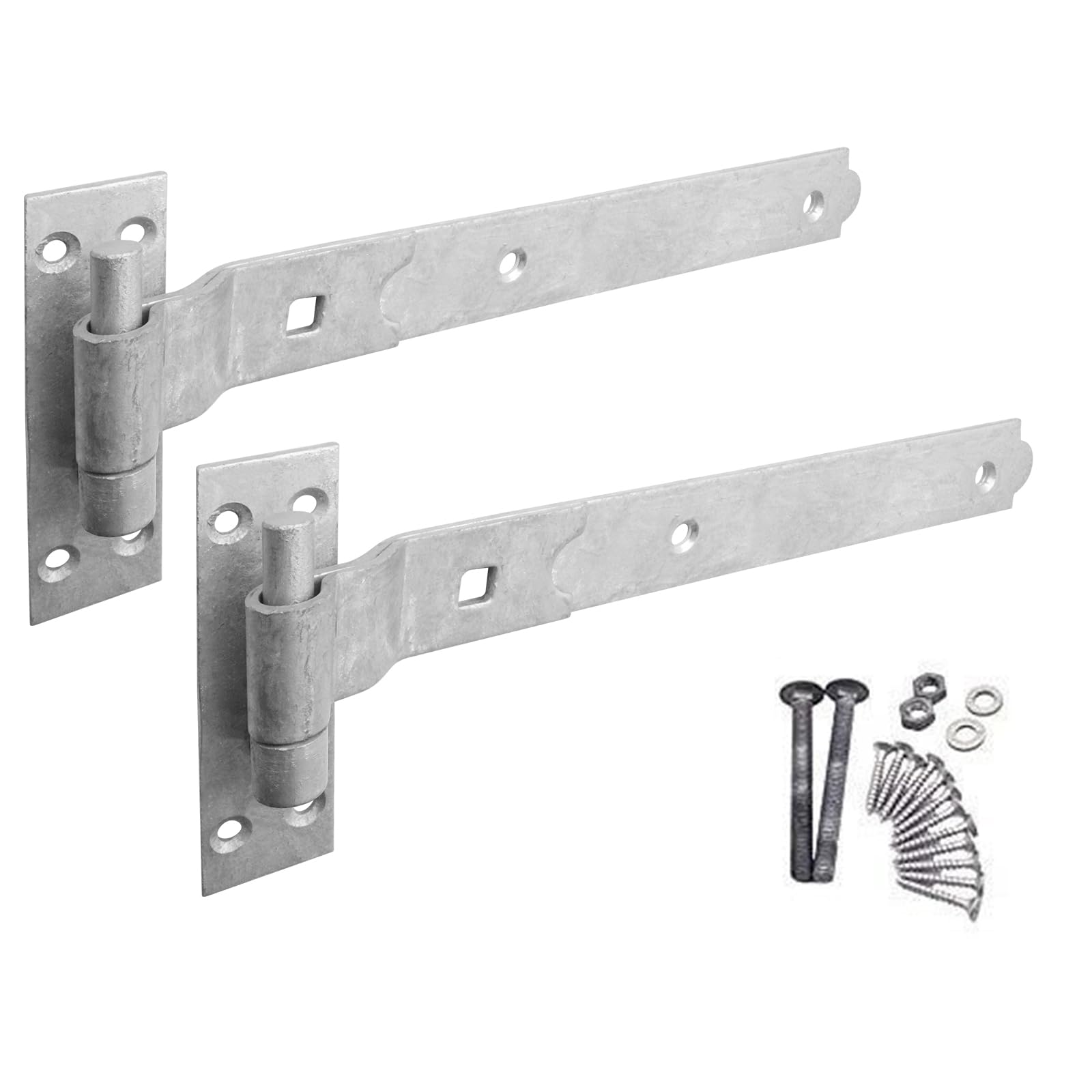 EAI Cranked Gate Hinges | 350mm / 14 Inch Heavy Duty Hook and Band Gate Hinges | Galvanised - 1 Pair