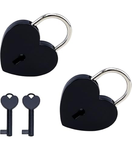2Pcs Silver Heart Lock with Key Heart Padlock Small Vintage