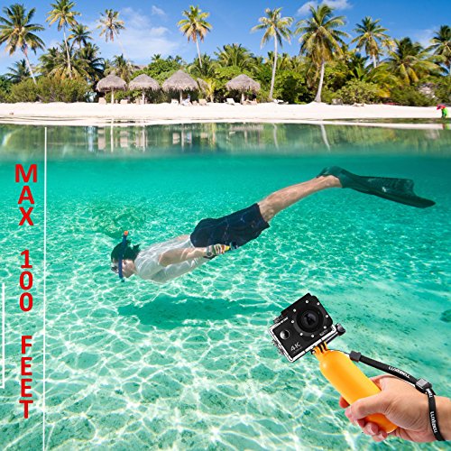 Action Camera 4K16MP WiFi Waterproof Sports Diving Cam DV Camcorder 170 Ultra Wide-Angle Len with Sensor 2 Rechargeable Batteries/Floating Hand Grip and Accessories Kit