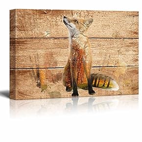 Double Exposure Rustic Fox in The Wild on...