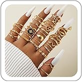 LKingel Chunky Rings Set for Women Gold Stacking Rings Set Irregular Geometric Ring Vintage Zircon Snake Moon Stars Dainty Ring Jewelry for Women