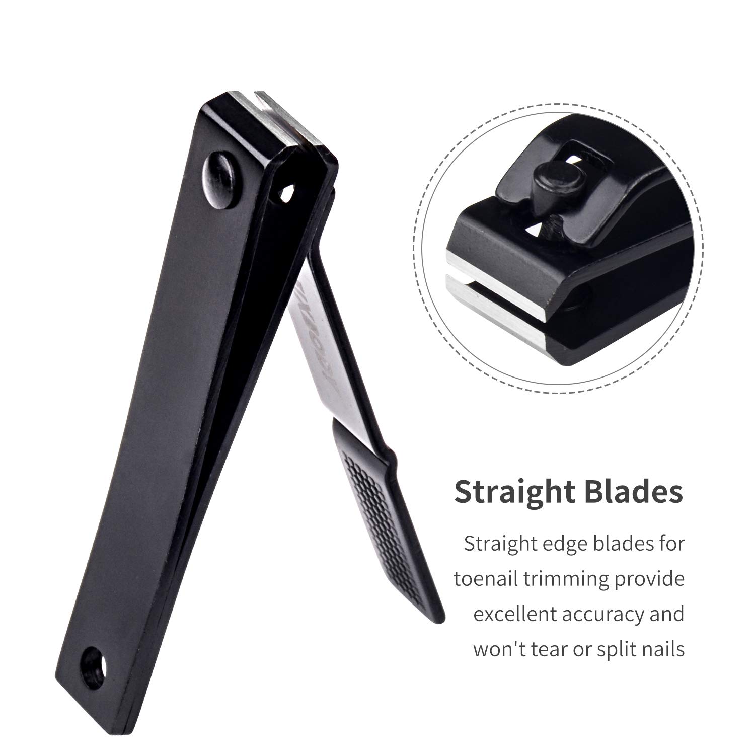 FIXBODY Nail Clipper Set – Black Stainless Steel Fingernails & Toenails Clippers & Nail File Sharp Nail Cutter with Leather Case, Set of 3 (Straight & Curved) : Beauty