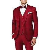 MAGE MALE Mens 3 Piece Suits Slim Fit Tuxedo Suit Set Soild Prom Wedding Suits One Button Blazer Vest Pants Set