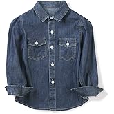 OCHENTA Boys Denim Button Down Shirt Long Sleeve Lightweight Chambray Tops