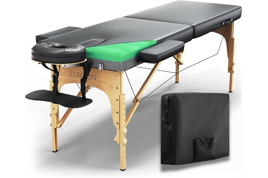 Luxton Home Premium Foam Massage Table Portable Foldable Massage Bed Height Adjustable, 72 Inches Long 27 Inches Wide Home Salon Spa Bed Tattoo Table with Accessories & Carrying Case, Easy Set Up