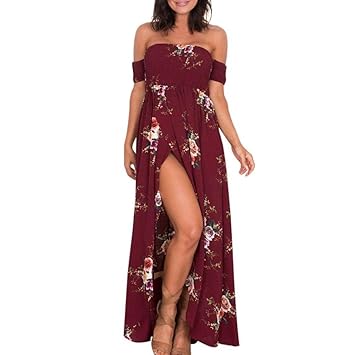 red off the shoulder sundress