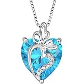 Rocayi Butterfly Necklace for Women 925 Sterling Silver Birthstone Love Heart Necklace Dainty Jewelry Gifts for Women Wife Girlfriend Mother Daughter Her