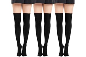 Ammiko Womens Thigh High Socks Cotton Striped Over the Knee Socks Long Knee High Socks Casual High Stockings for Women