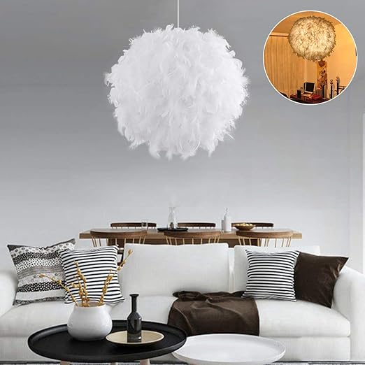 large white feather light shade