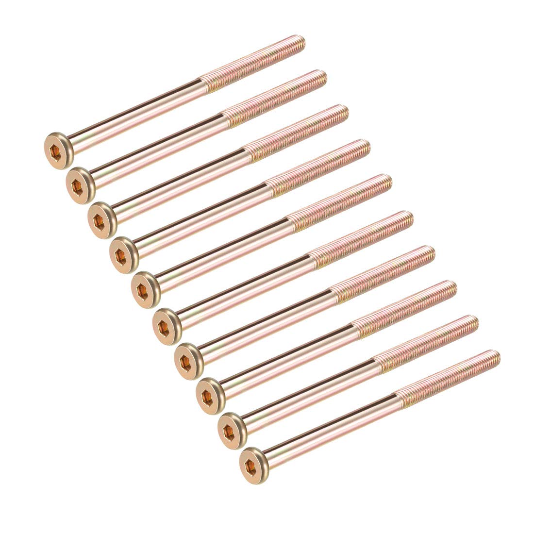 sourcing map M8x120mm Furniture Screw Hex Socket Machine Screws Zinc Plated Fasteners Bolts Half Thread Carbon Steel 10Pcs