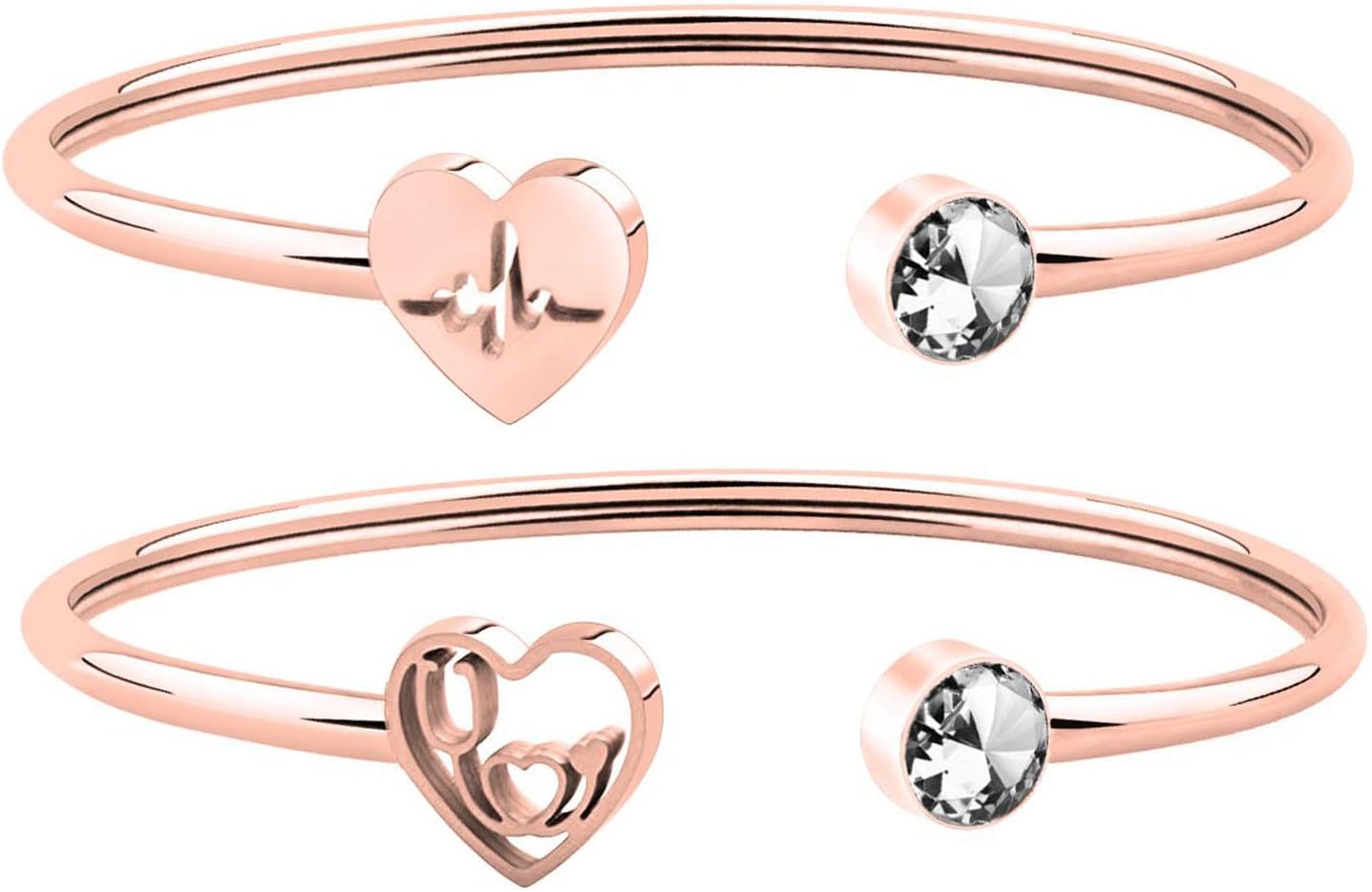 WUSUANED Dainty Heartbeat Stethoscope Cuff Bracelet Gift for Nurse Doctor Medical Student