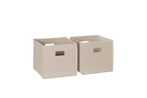 RiverRidge Folding Storage Bins with Handles Taupe Cube Storage Organizer for Closet, Bedroom & Playroom - Closet Organizers and Storage Set of 2