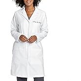 Personalized Embroidered Lab Coat for Women w/Medical Specialty ICON & Name, Text, 13 Thread Colors, 3 Pockets & Long Sleeve