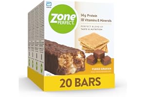 ZONE PERFECT ZonePerfect Protein Bars | 14g Protein | 18 Vitamins & Minerals | Nutritious Snack Bar | Fudge Graham | 20 Bars