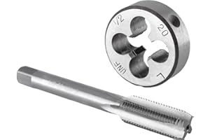 Burkit 1/2"-20 UNF Tap and Die Set Left Hand, 1/2 x 20 UNF Machine Thread Tap and Round Die