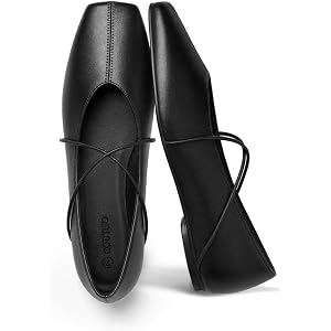Coutgo Womens Square Toe Ballet Flats Comfortable Slip On Mary Jane Flats Crisscross Strap Work Casual Shoes