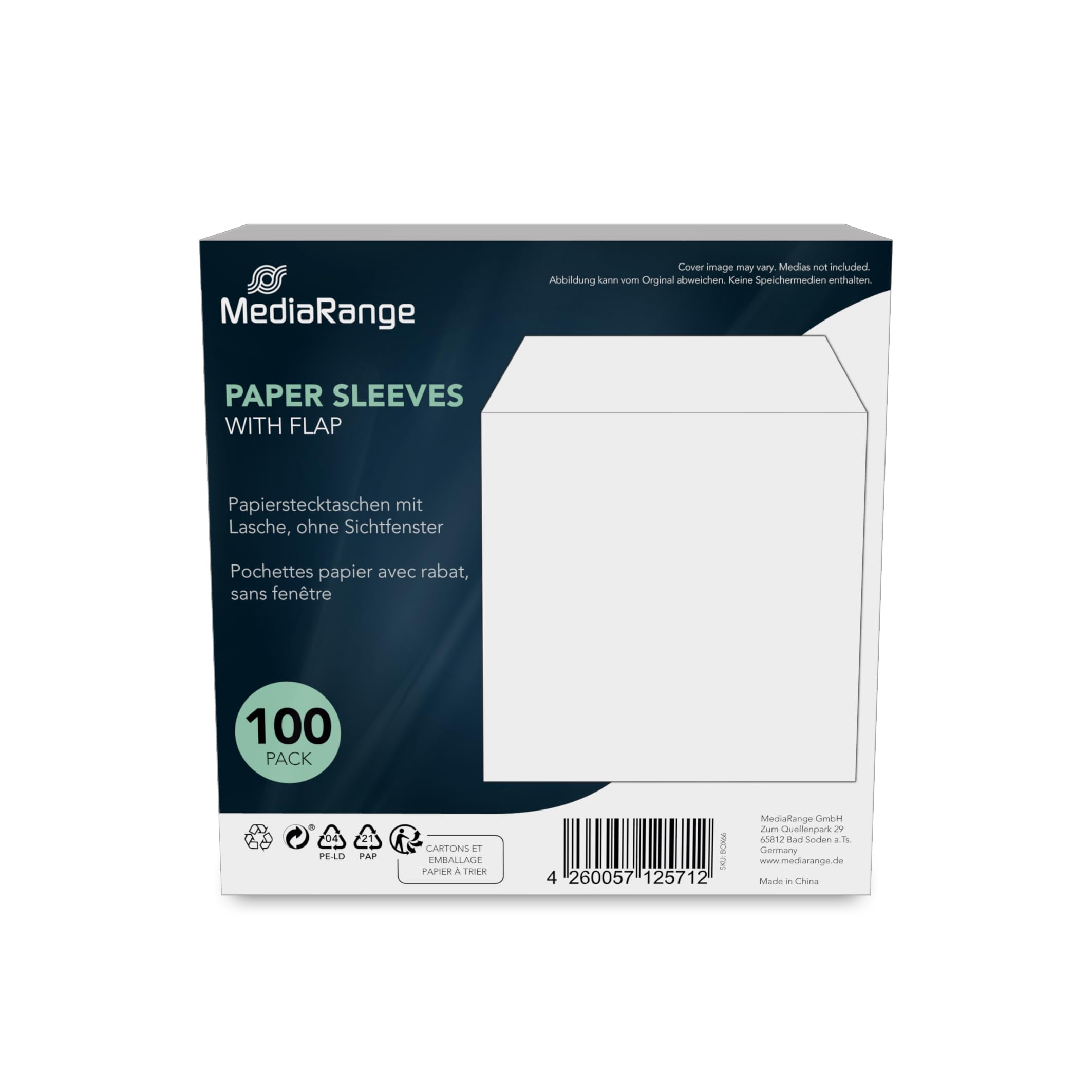 MediaRange BOX66 Case – Pouches Optical Disk Optical Drive (White, 120 mm, white)