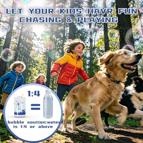 Rechargeable Bubble Machine 360° Rotation LED Lights, Automatic Bubble Blower for Outdoor Party Birthday Gift for Kids