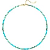 XIJIN Natural Stone Bead Necklace for Women Handmade Boho Multicolor Beaded Choker Necklace Gift for Her