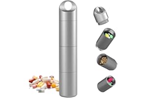 Pocket Pill Case Portable Travel Pill Box with Detachable Layer Leakproof Stainless Steel Small Medicine Container Small Case