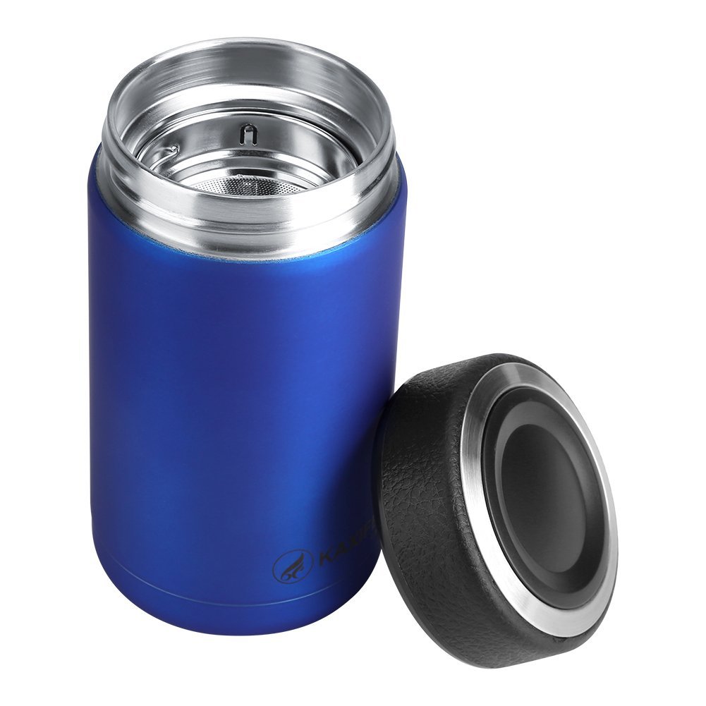 Garosa Travel Mugs for Hot Drinks, 380ML Stainless Steel Travel Mug Tea Strainer Bottle Insulated Travel Mug Bottle Flask Coffee Cup