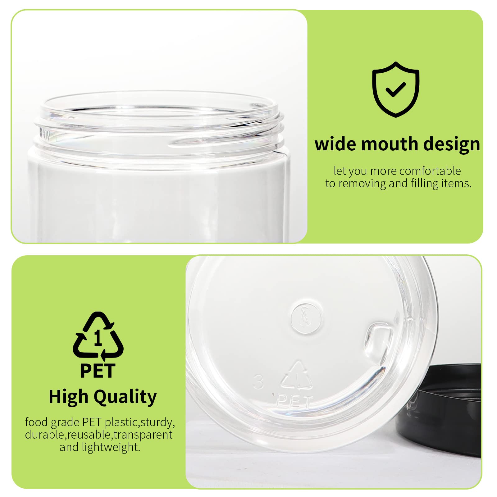 Mua STARSIDE 40 Pack 180ml 6 oz Empty Clear Plastic Jars with Black ...