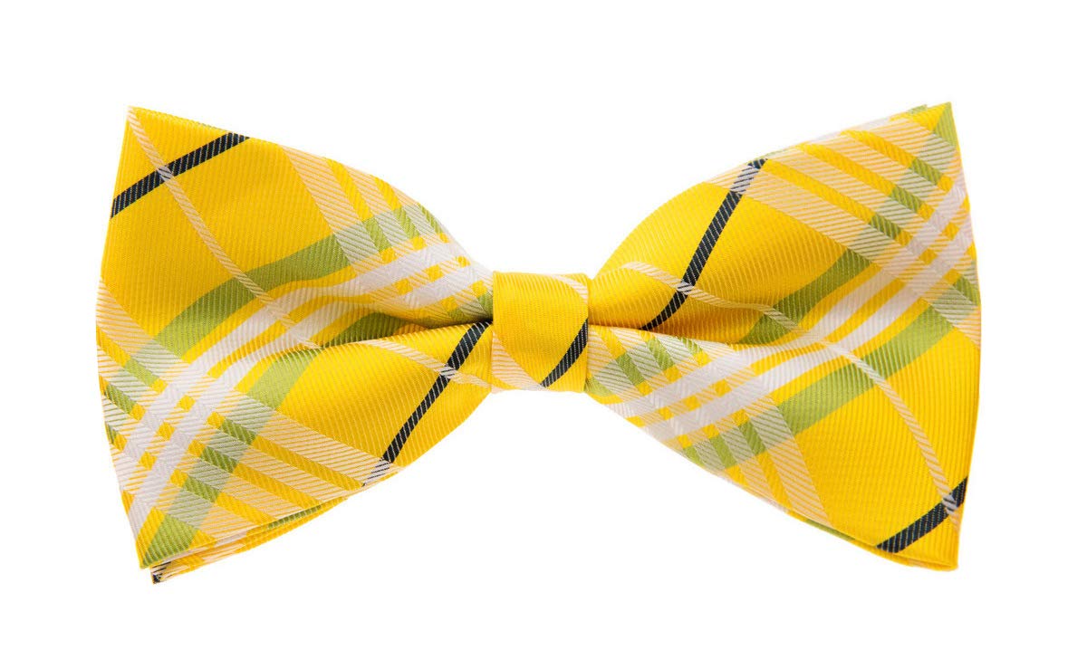Retreez Stylish Tartan Plaid Check Woven Microfiber Pre-tied Bow Tie (5") - Yellow