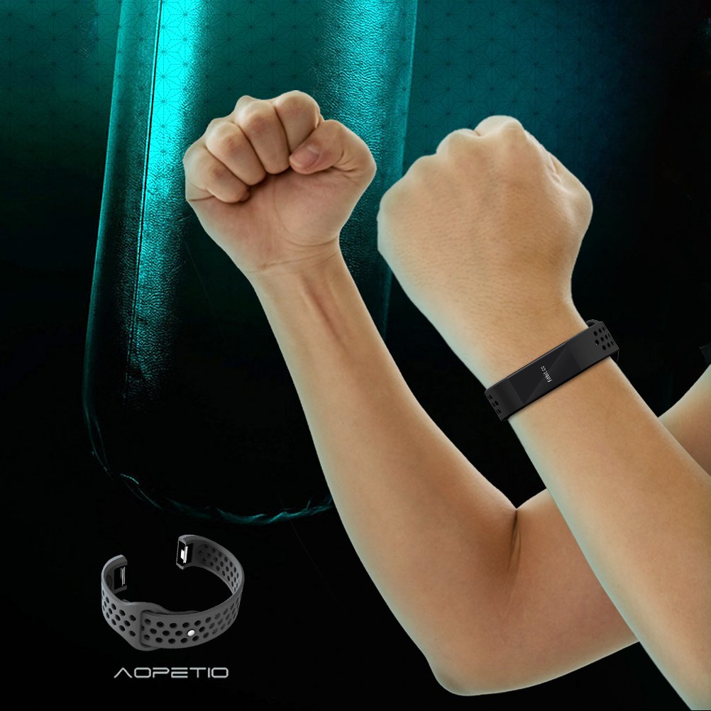 Fitbit Charge 2 Band,AOPETIO Silica gel Soft Silicone Fashion Replacement Sport Strap Bands for Fitbit Charge2 Smartwatch Fitness Wristband (Black, S (5.1-6.9inch))