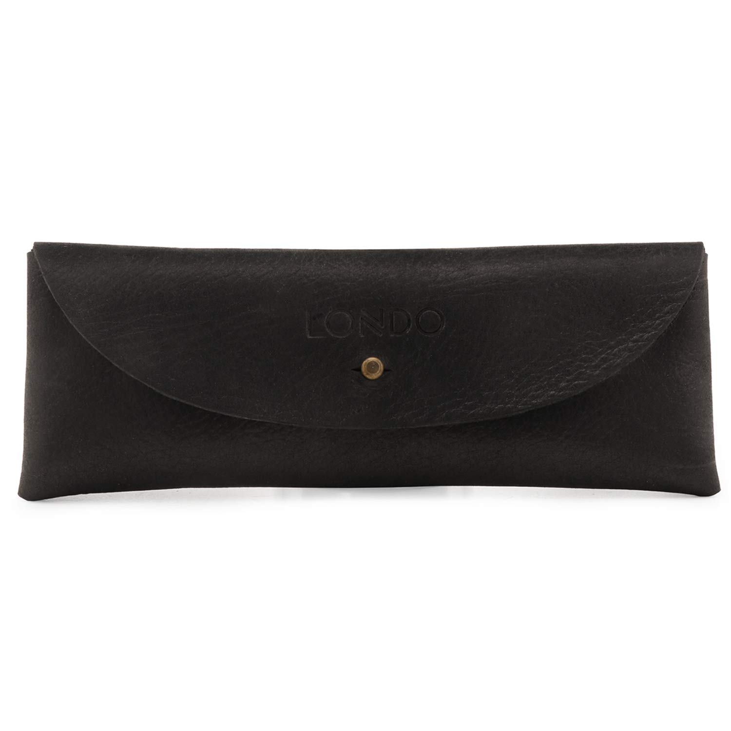 LONDO Genuine Leather Retro Pen and Pencil Case - Metal Snap Fastener, Pencil Pouch Stationery Bag