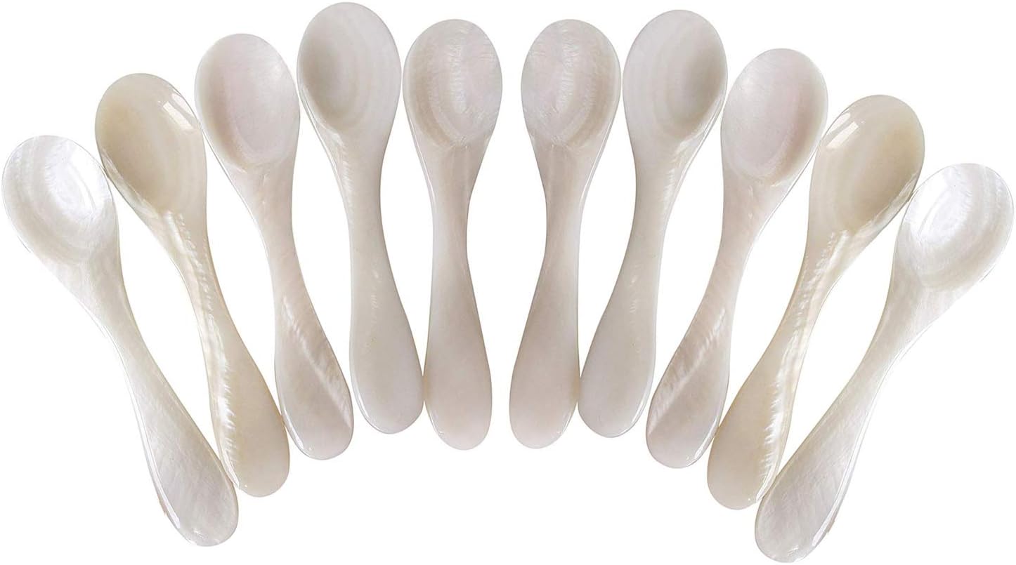 Set 6 Cucchiaini In Madreperla Per Caviale - 9cm, Utensili Eleganti Per Servizio Tavola E Buffet - Foto 5