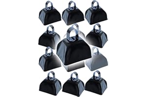 The Dreidel Company Metal Cowbell Noisemaker Cheering Bell, New Years, School Classroom, Wedding Bells & Chimes Percussion Musical Instruments Call Bell Alarm, 3" - Black (Pack of 12)