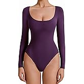 Avidlove Bodysuits for Women Long Sleeve Body Suits Womens Scoop Neck Bodysuit Double Lined Tops