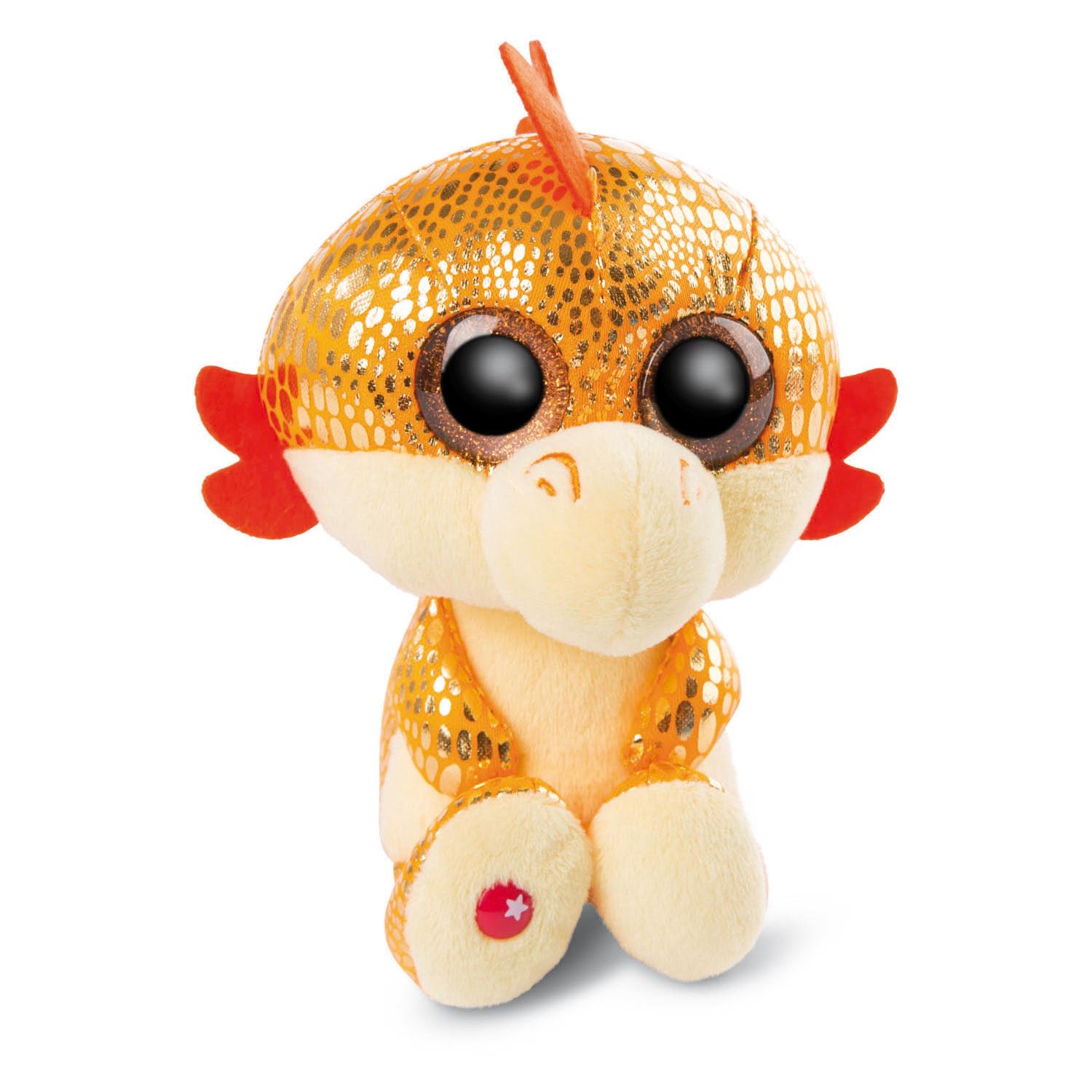 NICI Glubschis: The Original - Glubschis Cuddly toy Dragon Yo-Yo 15 cm - Fluffy soft toys with big glittery eyes - Plush stuffed animal for cuddling & playing, Orange