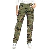 Womens Stretch Casual Cargo Work Pants Camo Combat Tactical Travel Pants with 8 Pockets