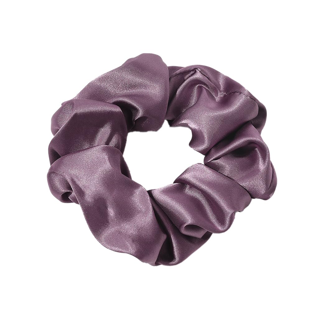 Pack of 2 Silk Colon Hair Bobbles, Plain Scrunchies, Elastic Hair Ties, Soft Hair Rings, Rubber Bands, Ponytail Holder, Hair Accessories for Women, Everyday Hair Care, Dark Purple