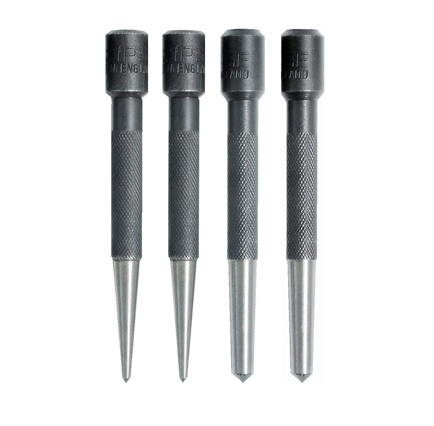 Eclipse Professional Tools 351W Set of 4 Round Head Center Punches 3.2mm (1/8") - 6.35mm (1/4") Point Diameter