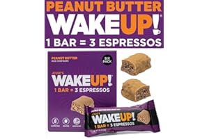 JESSE'S WAKEUP! WAKE UP! Caffeinated Peanut Butter Protein Bars - Gluten Free, Vegetarian, 350mg Caffeine (1 Bar = 3 Espressos) - Boosts Focus and Clarity - Kosher Ingredients - 6 Pack