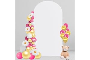VLAKTEVEN 6 FT Arch Backdrop Cover, Wedding Arch Covers Stretchy Backdrop, White Spandex Arch Cover Birthday Chiara Arch Backdrop Stand Cover for Baby Shower Party Ceremony Decorations White