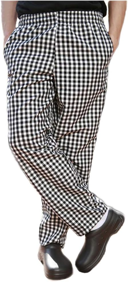 Homes Hold Unisex Black and White Large Check Chef Trousers Catering Cooks Kitchen Waiter Uniform