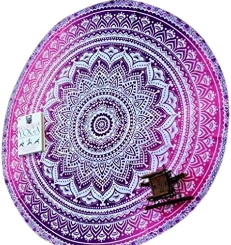 Datework Round Beach Pool Towel Blanket Table Cloth Yoga Mat (Hot Pink)