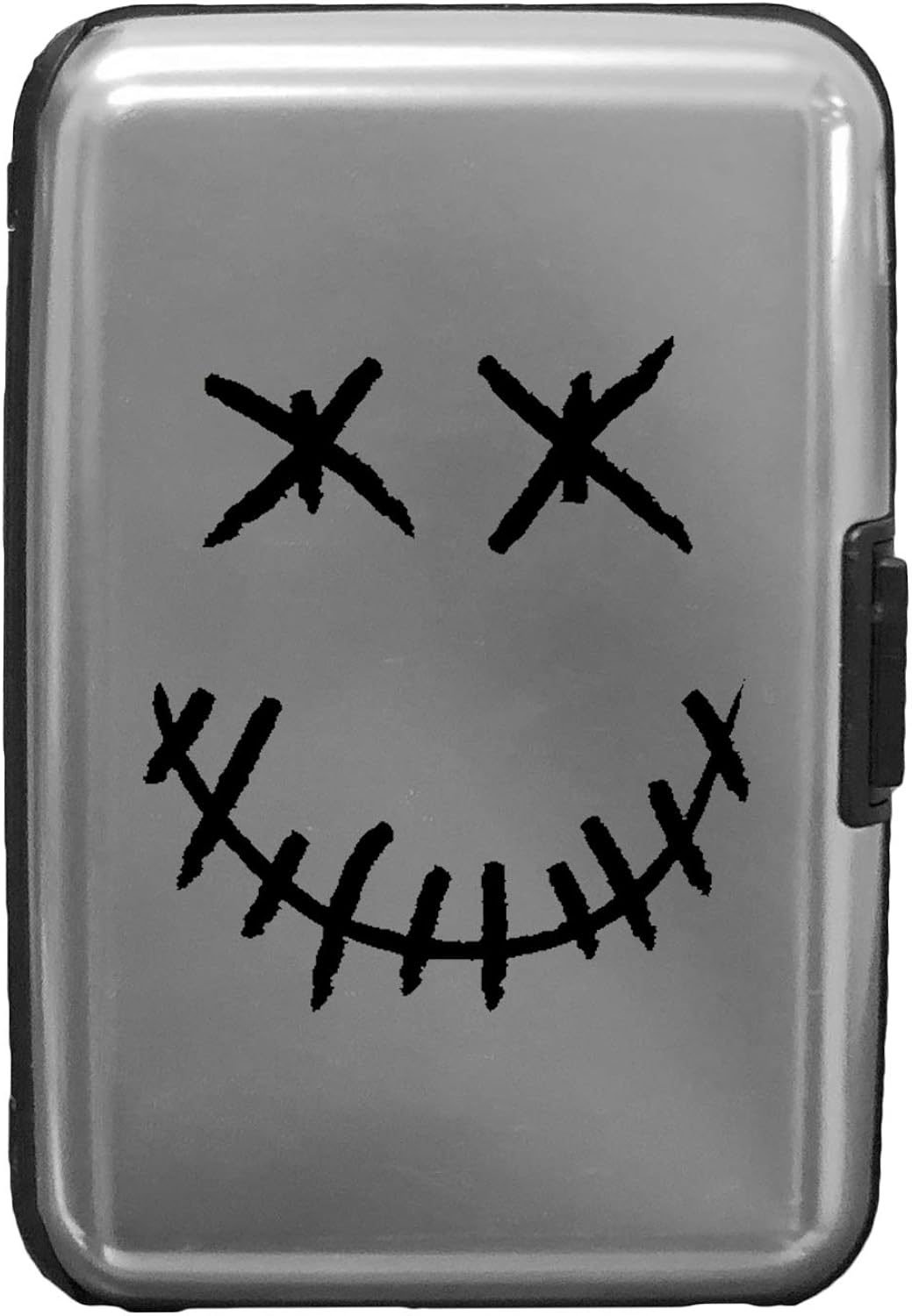 Stitched Skull Face - 3D Color Printed Silver Aluminum Hard Credit Card Wallet