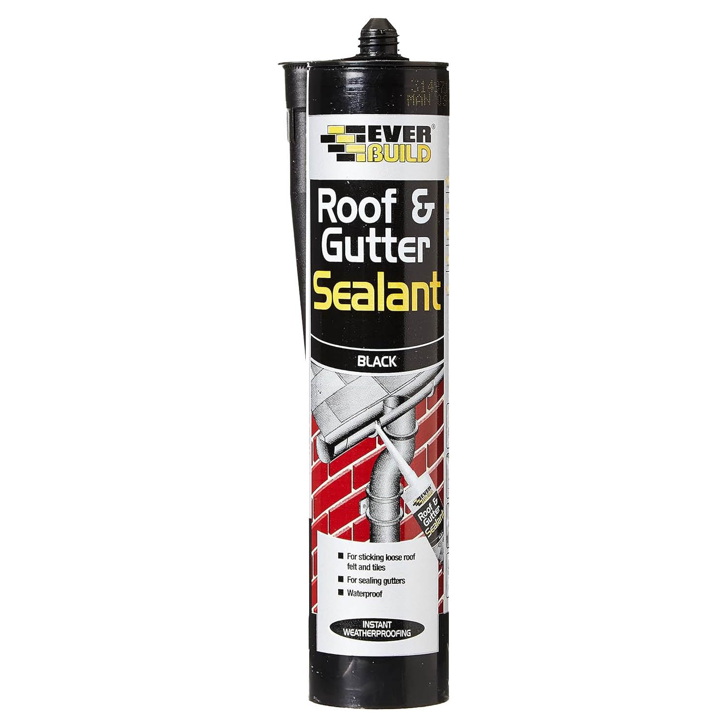 Everbuild Everflex Roof and Gutter Sealant – Butyl-Based Sealant and Adhesive for Roofing – Excellent Weathering Properties – Black – 295 ml