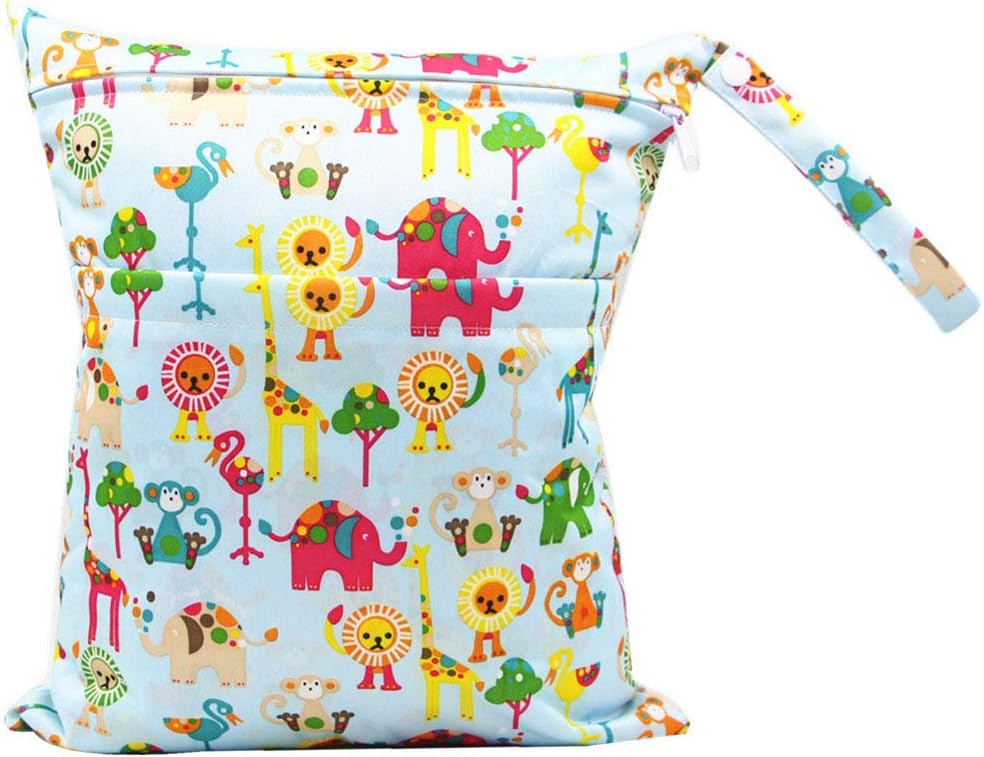 BIGBOBA Travel Portable Baby Wet/Dry Bag Diapers Wet Bags Double Zippered Waterproof Washable Reusable Cloth Bags