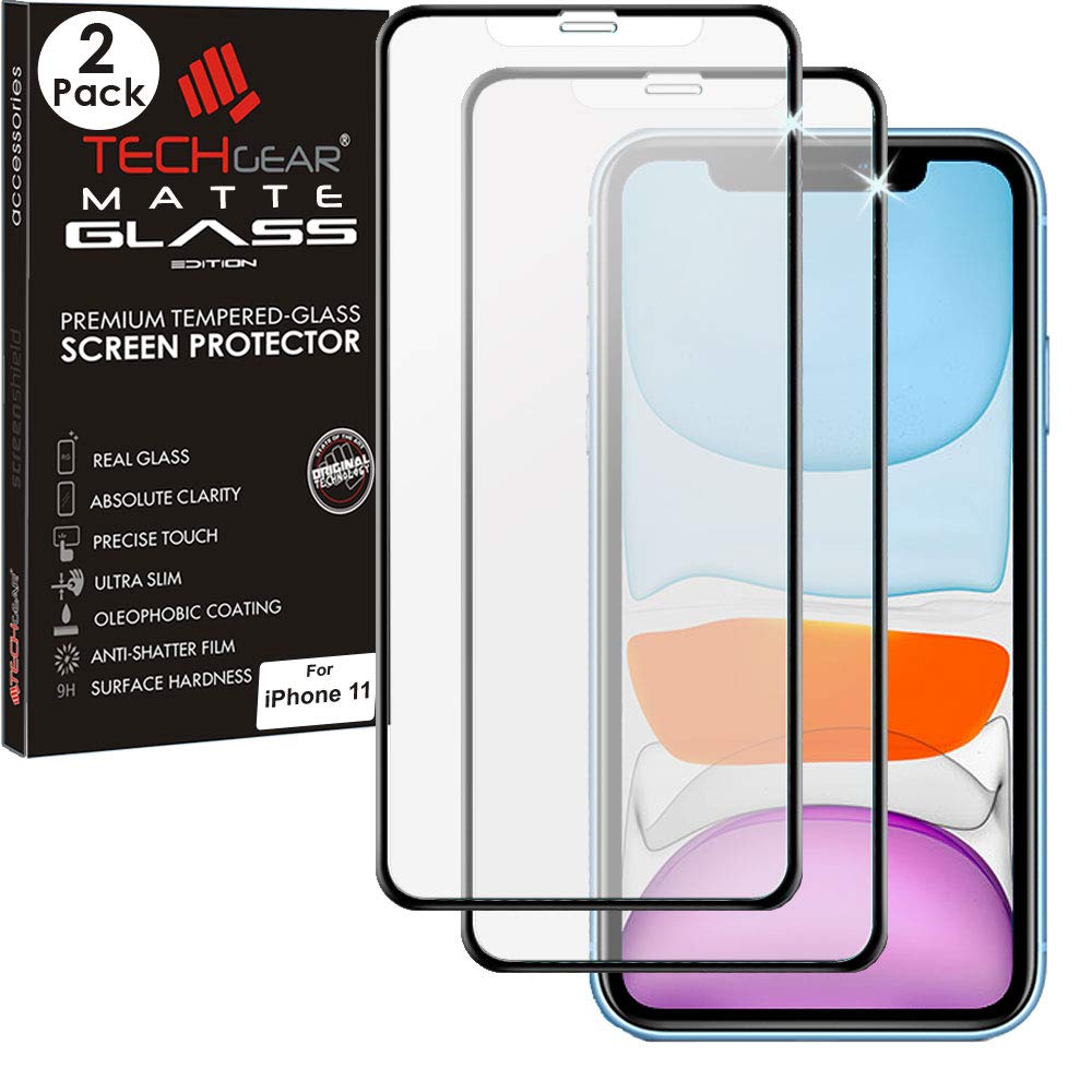 TECHGEAR [2 Pack Anti Glare Screen Protector for iPhone 11 - MATTE 3D GLASS Edition Genuine Tempered Glass Full Screen Protector Guard Cover Compatible with Apple iPhone 11
